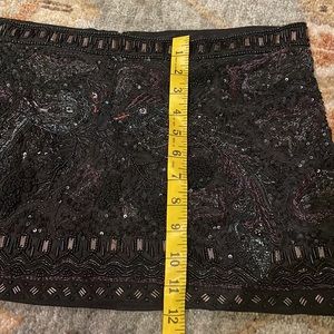 ALLSAINTS Size 6 Black Gold Nylon Sequined Pencil Skirt main image 1